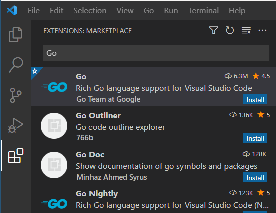 VS Code Go Extension